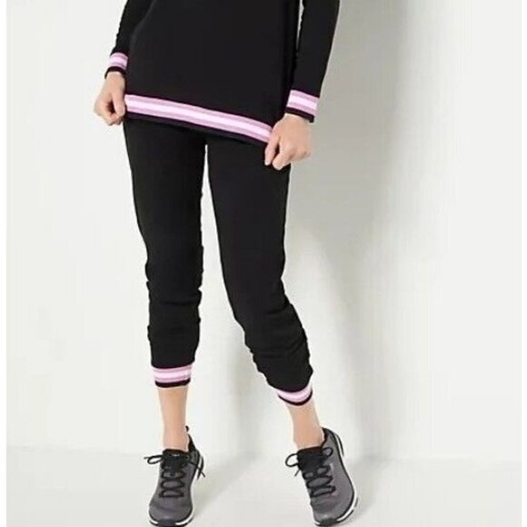 Sport Savvy Regular French Terry Jogger with Stripe Cuff Hem Black X-Small - Picture 1 of 1